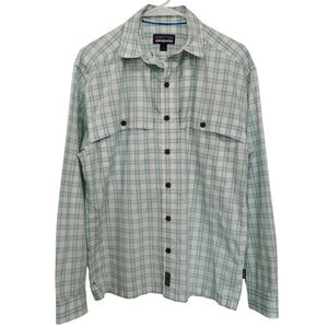 Patagonia Long Sleeve 'Island Hopper' Button Down Blue Performance Shirt - Sz S